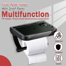 Load image into Gallery viewer, NEW Stainless Steel Toilet Paper Holder BathroomPaper Phone Holder Shelf Towel Roll shelf Accessories Toilet Paper Holder with Phone Shelf Aluminum Bathroom Accessories Tissue Roll Dispenser Storage Rack Wall Mounted Modern Paper Towel Adapter