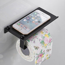 Load image into Gallery viewer, NEW Stainless Steel Toilet Paper Holder BathroomPaper Phone Holder Shelf Towel Roll shelf Accessories Toilet Paper Holder with Phone Shelf Aluminum Bathroom Accessories Tissue Roll Dispenser Storage Rack Wall Mounted Modern Paper Towel Adapter