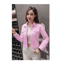 Load image into Gallery viewer, New Stunning Long Sleeve Winter Slim White Black Jeans Top For Women Solid Denim Jacket Women Short Overcoat For Ladies