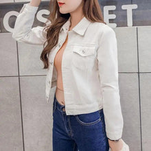 Load image into Gallery viewer, New Stunning Long Sleeve Winter Slim White Black Jeans Top For Women Solid Denim Jacket Women Short Overcoat For Ladies