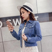 Load image into Gallery viewer, New Stunning Long Sleeve Winter Slim White Black Jeans Top For Women Solid Denim Jacket Women Short Overcoat For Ladies