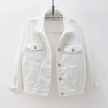Load image into Gallery viewer, New Stunning Women's Plus Size Denim Jacket Spring Autumn Short Coat Pink Jean Jackets Casual Tops Purple Yellow White Loose Outerwear