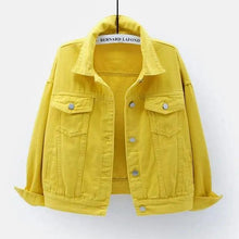 Load image into Gallery viewer, New Stunning Women's Plus Size Denim Jacket Spring Autumn Short Coat Pink Jean Jackets Casual Tops Purple Yellow White Loose Outerwear