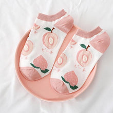 Load image into Gallery viewer, Solid Color Avocado Printed Socks Casual Joker Cotton Short Socks Ladies Fruit Print Concise College Style Breathable Cotton Short Socks For Men And Women