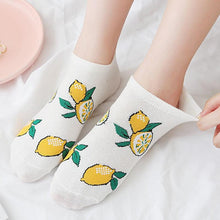 Load image into Gallery viewer, Solid Color Avocado Printed Socks Casual Joker Cotton Short Socks Ladies Fruit Print Concise College Style Breathable Cotton Short Socks For Men And Women