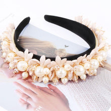 Load image into Gallery viewer, Flower Pearl Headbands Crystal Beads Embellishment Wide Hairbands Women Wedding Party Crown Tiara Gorgeous Hair Accessories For Women