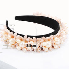Load image into Gallery viewer, Flower Pearl Headbands Crystal Beads Embellishment Wide Hairbands Women Wedding Party Crown Tiara Gorgeous Hair Accessories For Women