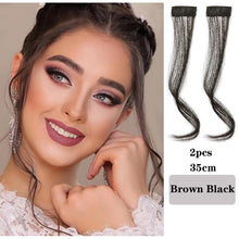 Load image into Gallery viewer, Hair Bangs Clip In Front Side Bangs Synthetic Fake Fringe Hair Extensions For Women Natural Hairpiece Natural Flat Neat Bangs With Temples For Women One Piece Hairpiece