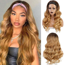 Load image into Gallery viewer, Long Body Wave Black Wig Synthetic Wigs for Black Women Middle Part Brown Red Pink Purple Cosplay Hair Wigs For Black Women Cosplay Wigs For Women