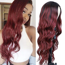 Load image into Gallery viewer, Long Body Wave Black Wig Synthetic Wigs for Black Women Middle Part Brown Red Pink Purple Cosplay Hair Wigs For Black Women Cosplay Wigs For Women