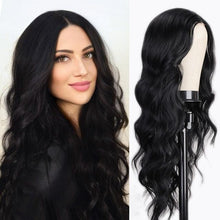 Load image into Gallery viewer, Long Body Wave Black Wig Synthetic Wigs for Black Women Middle Part Brown Red Pink Purple Cosplay Hair Wigs For Black Women Cosplay Wigs For Women