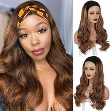 Load image into Gallery viewer, Long Body Wave Black Wig Synthetic Wigs for Black Women Middle Part Brown Red Pink Purple Cosplay Hair Wigs For Black Women Cosplay Wigs For Women