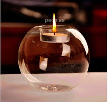 Load image into Gallery viewer, Round Hollow Glass Candle Tea light Holder Candlestick Home Decorations for Dinner Table Wedding Candle Holder Wedding Candlestick Fine Transparent Crystal Glass Candlestick Dining Home Decor