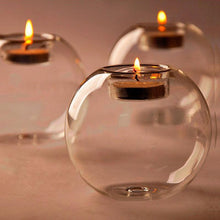 Load image into Gallery viewer, Round Hollow Glass Candle Tea light Holder Candlestick Home Decorations for Dinner Table Wedding Candle Holder Wedding Candlestick Fine Transparent Crystal Glass Candlestick Dining Home Decor