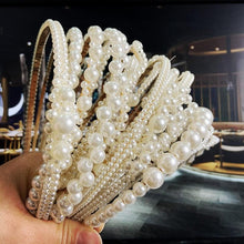 Load image into Gallery viewer, Simulation Pearl Hairbands Women Hair Accessories Korean Handmade Bow Flower Hoops Headband Wedding Ornaments Gorgeous Hair Accessories For Women