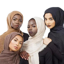 Load image into Gallery viewer, New Stylish Plain Scarf Women Muslim Crinkle Hijab Scarf Female Musulman Soft Cotton Headscarf Islamic Hijab Shawls And Wraps