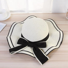 Load image into Gallery viewer, New Summer Women's Beach Hat Wide Side Female Summer Women's Beach Hat Female Unique Luxury Bowknot Design Sun Hat Casual Hat Lady Classic Flat Straw Hat Women Fedora Hat Ideal Gift 54-58cm