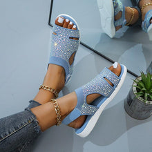 Load image into Gallery viewer, New Summer Women Sandals Shoes Blue Casual Woman Flats Buckle Strap Fashion Beach Shoe Modern Slide Square Open Toe One Band Cute Slip On Flat Dressy Casual Summer Sandals