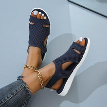 Load image into Gallery viewer, New Summer Women Sandals Shoes Blue Casual Woman Flats Buckle Strap Fashion Beach Shoe Modern Slide Square Open Toe One Band Cute Slip On Flat Dressy Casual Summer Sandals