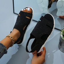 Load image into Gallery viewer, New Summer Women Sandals Shoes Blue Casual Woman Flats Buckle Strap Fashion Beach Shoe Modern Slide Square Open Toe One Band Cute Slip On Flat Dressy Casual Summer Sandals