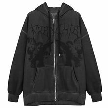 Load image into Gallery viewer, New Trendy Vintage Hip Hop Streetwear Women Hoodies Angel Dark Print Zipper Jacket Coat Hooded Top Clothes Men Women Punk Outwear
