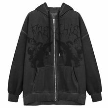 Load image into Gallery viewer, New Trendy Vintage Hip Hop Streetwear Women Hoodies Angel Dark Print Zipper Jacket Coat Hooded Top Clothes Men Women Punk Outwear
