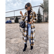 Load image into Gallery viewer, New Trendy Women's Coat Autumn Winter Long Sleeve Red Plaid Jacket Women Lapel Single Breasted Cardigan Coat Turndown Collar Women Coat