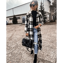 Load image into Gallery viewer, New Trendy Women's Coat Autumn Winter Long Sleeve Red Plaid Jacket Women Lapel Single Breasted Cardigan Coat Turndown Collar Women Coat