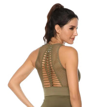 Load image into Gallery viewer, New Trendy Women's T-shirts Workout Sports Bra Yoga Vest Backless Solid Quick Dry Running Gym Sport bra Yoga Shirts
