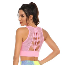 Load image into Gallery viewer, New Trendy Women's T-shirts Workout Sports Bra Yoga Vest Backless Solid Quick Dry Running Gym Sport bra Yoga Shirts