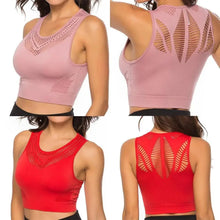 Load image into Gallery viewer, New Trendy Women's T-shirts Workout Sports Bra Yoga Vest Backless Solid Quick Dry Running Gym Sport bra Yoga Shirts