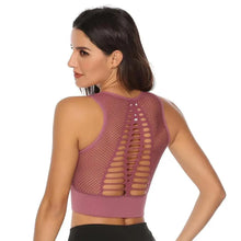 Load image into Gallery viewer, New Trendy Women's T-shirts Workout Sports Bra Yoga Vest Backless Solid Quick Dry Running Gym Sport bra Yoga Shirts