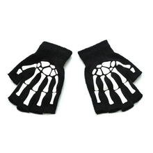 Load image into Gallery viewer, New TrendyHalf Finger Gloves Glow Dark Fingerless Stretch Knitted Winter Mittens Men/Women's Skeleton Pattern Knit Gloves Fingerless Gloves