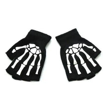 Load image into Gallery viewer, New TrendyHalf Finger Gloves Glow Dark Fingerless Stretch Knitted Winter Mittens Men/Women's Skeleton Pattern Knit Gloves Fingerless Gloves