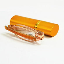 Load image into Gallery viewer, New Ultra-Thin Folding Reading Glasses For Men's And Women's New Stylish Mini Metal Frame Reading Mirror with Glasses Box Lightweight and Sturdy Metal Sunglasses