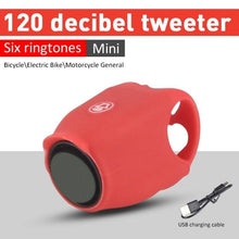 Load image into Gallery viewer, New USB Rechargeable Battery Bicycle Bell 120db Waterproof Cycling Bike Bells Electric Horn Mini Portable Cycling Handlebar Bell Electra Bike Bell Electric Cycling Bells Horn Loud Bicycle Horns Water-Resistant Sound Modes Bike Bells