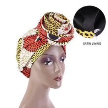 Load image into Gallery viewer, New Vintage African Print Stretch Bandana Head Wrap Long Scarf satin Floral Women Party Turban Headwear Cap Hair Accessories