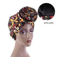 Load image into Gallery viewer, New Vintage African Print Stretch Bandana Head Wrap Long Scarf satin Floral Women Party Turban Headwear Cap Hair Accessories