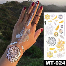 Load image into Gallery viewer, New Waterproof Temporary Tattoo Sticker Golden Silver Flower Jewelry Flash Fashion Different Design Tattoos For Womens