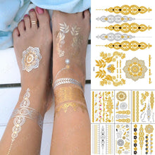 Load image into Gallery viewer, New Waterproof Temporary Tattoo Sticker Golden Silver Flower Jewelry Flash Fashion Different Design Tattoos For Womens