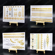Load image into Gallery viewer, New Waterproof Temporary Tattoo Sticker Golden Silver Flower Jewelry Flash Fashion Different Design Tattoos For Womens