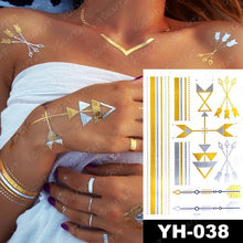 Load image into Gallery viewer, New Waterproof Temporary Tattoo Sticker Golden Silver Flower Jewelry Flash Fashion Different Design Tattoos For Womens