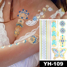 Load image into Gallery viewer, New Waterproof Temporary Tattoo Sticker Golden Silver Flower Jewelry Flash Fashion Different Design Tattoos For Womens