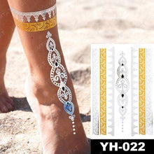 Load image into Gallery viewer, New Waterproof Temporary Tattoo Sticker Golden Silver Flower Jewelry Flash Fashion Different Design Tattoos For Womens