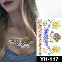 Load image into Gallery viewer, New Waterproof Temporary Tattoo Sticker Golden Silver Flower Jewelry Flash Fashion Different Design Tattoos For Womens