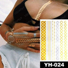 Load image into Gallery viewer, New Waterproof Temporary Tattoo Sticker Golden Silver Flower Jewelry Flash Fashion Different Design Tattoos For Womens