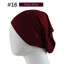 Load image into Gallery viewer, New Winter Autumn Soft Solid Color Inner Hijab Cap Lightweight Muslim Turban Elegant Hijab Caps Hat Islam Under Scarf Undercap Bonnet Color Soft Jersey Stretch Hijab's Tube Cap Hat Hijab Bonnet Muslim Women Scarf Turbans Head For Women