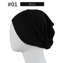 Load image into Gallery viewer, New Winter Autumn Soft Solid Color Inner Hijab Cap Lightweight Muslim Turban Elegant Hijab Caps Hat Islam Under Scarf Undercap Bonnet Color Soft Jersey Stretch Hijab's Tube Cap Hat Hijab Bonnet Muslim Women Scarf Turbans Head For Women