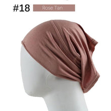 Load image into Gallery viewer, New Winter Autumn Soft Solid Color Inner Hijab Cap Lightweight Muslim Turban Elegant Hijab Caps Hat Islam Under Scarf Undercap Bonnet Color Soft Jersey Stretch Hijab's Tube Cap Hat Hijab Bonnet Muslim Women Scarf Turbans Head For Women