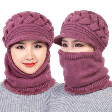 Load image into Gallery viewer, New Winter Balaclava Beanies Mother Hat Women Warm Thick Skellies Riding Outdoor Hats Gorgas Stripes Beanie Cap Mask Scarf Hat Set Outdoor Sport Warm Beanies Hat For Men Knitted Hats Bandana Hiking Camping Kid Neck Warmer Cap
